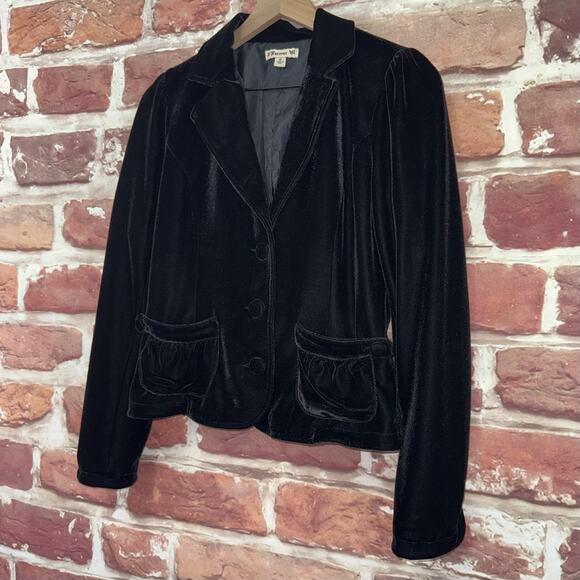 Vintage Y2K Forever 21 Blazer Women's M Black Velvet Velour Pouch Pocket Jacket - Picture 3 of 8